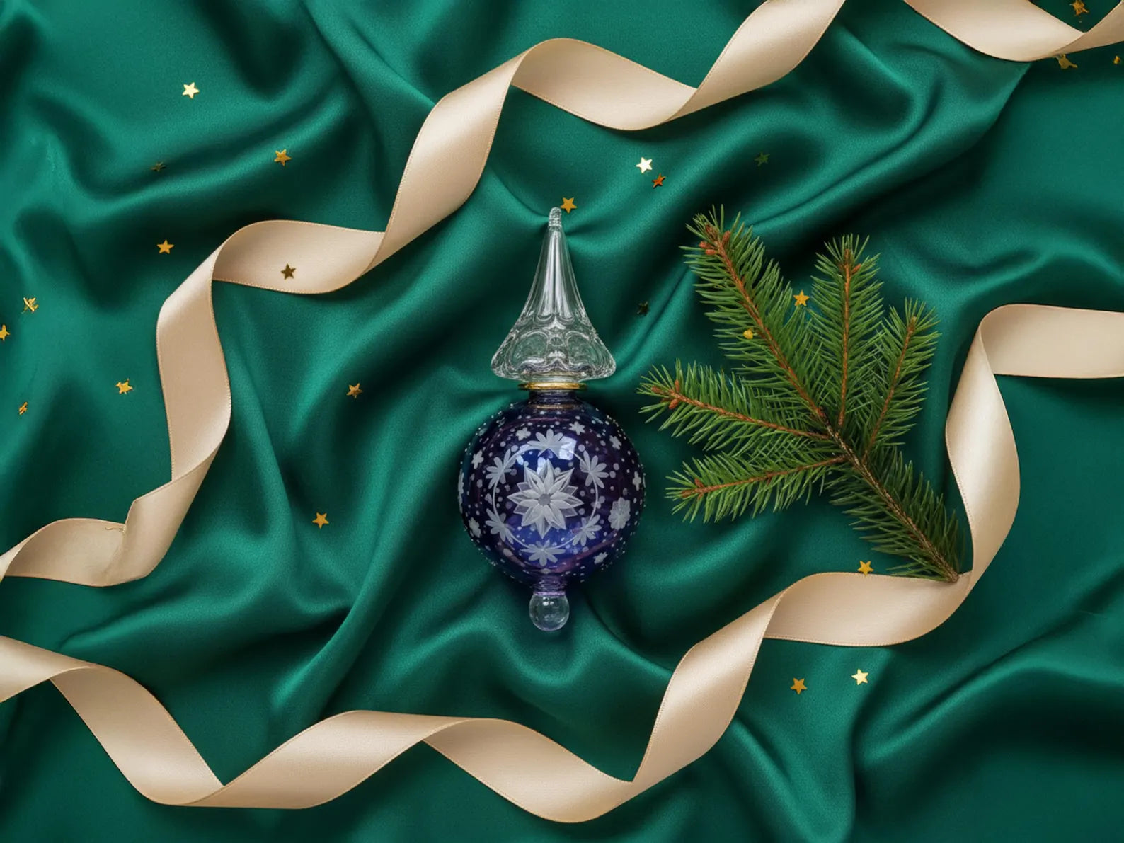 Purple blown glass Christmas ornament